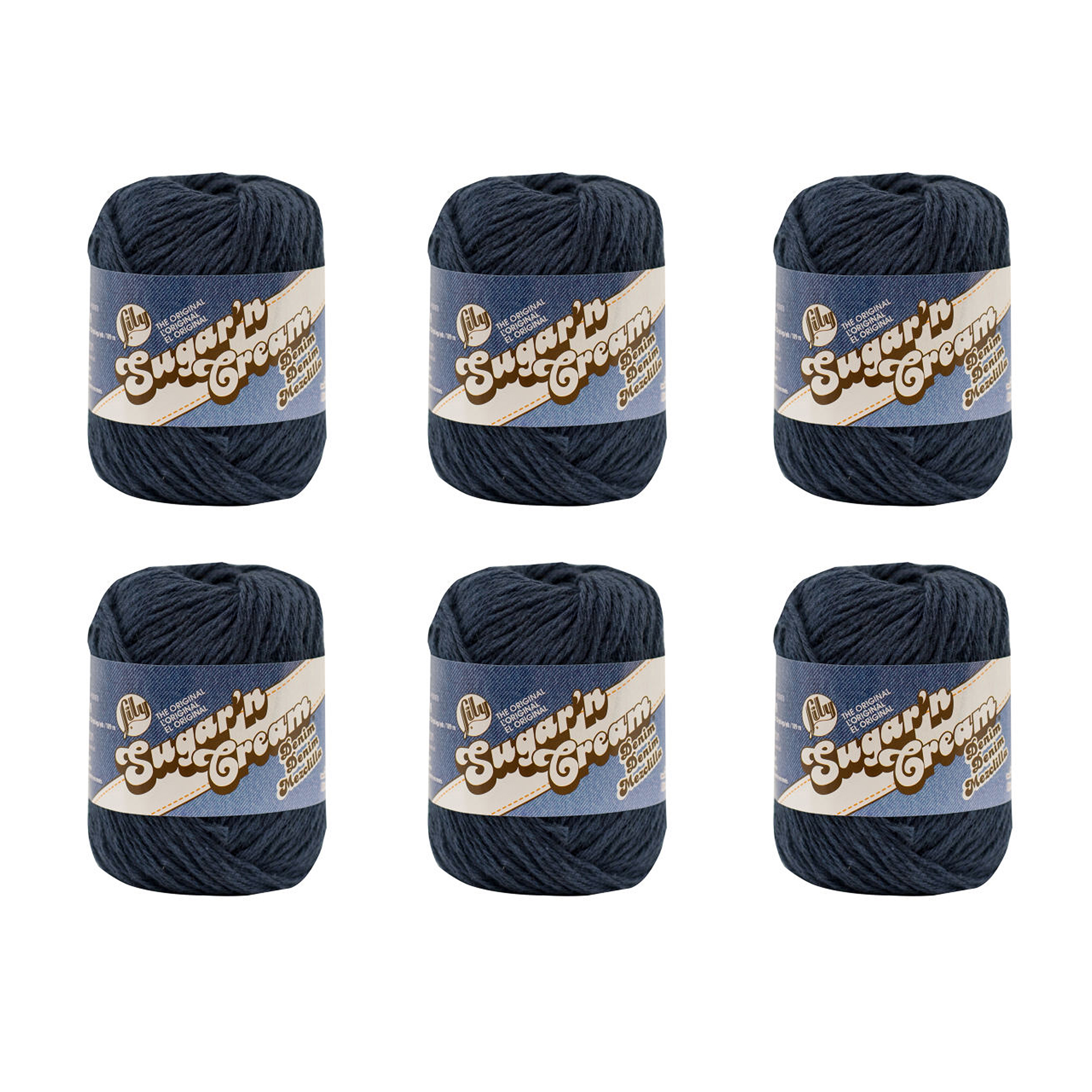 Lily Sugar'n Cream® The Original #4 Medium Cotton Yarn, Indigo 2.5oz/71g,  120 Yards (6 Pack)